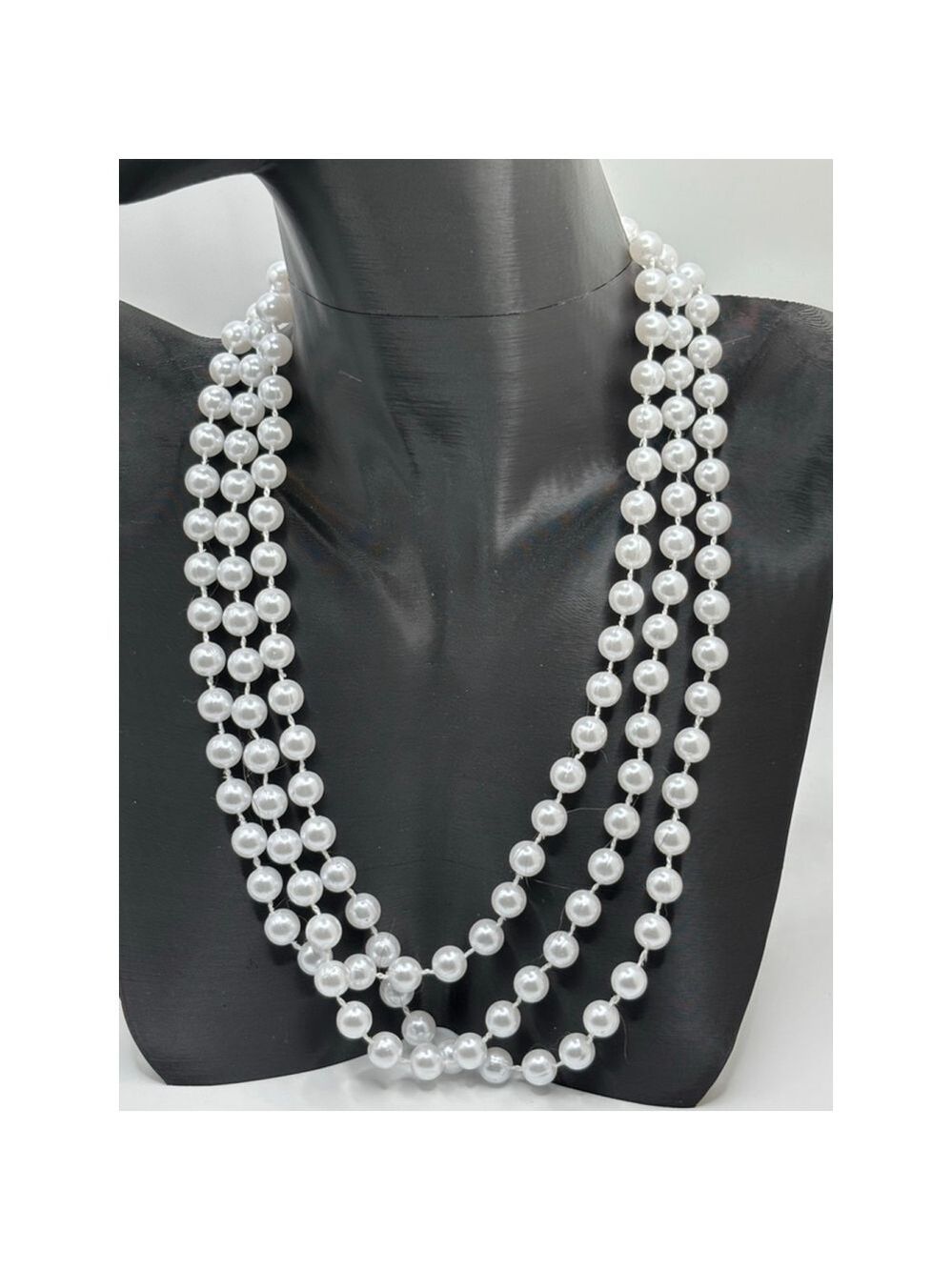 White Faux Pearl Multi-Strand Necklace - Picture 4 of 4